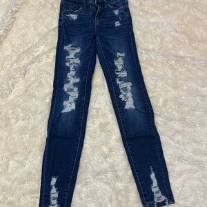 American Eagle Outfitters Navy Distressed Skinny Jeans